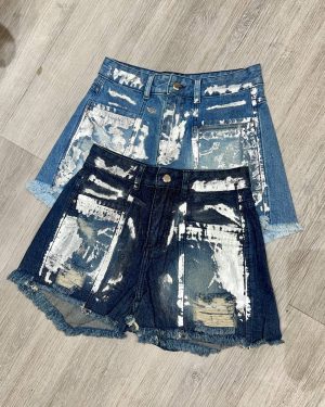 Short metalizado flecos