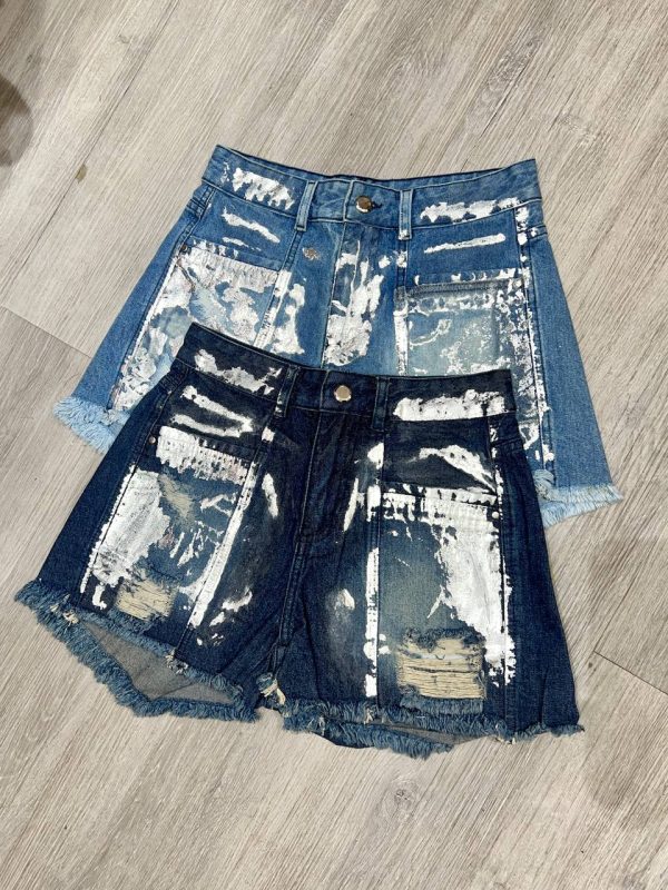 Short metalizado flecos